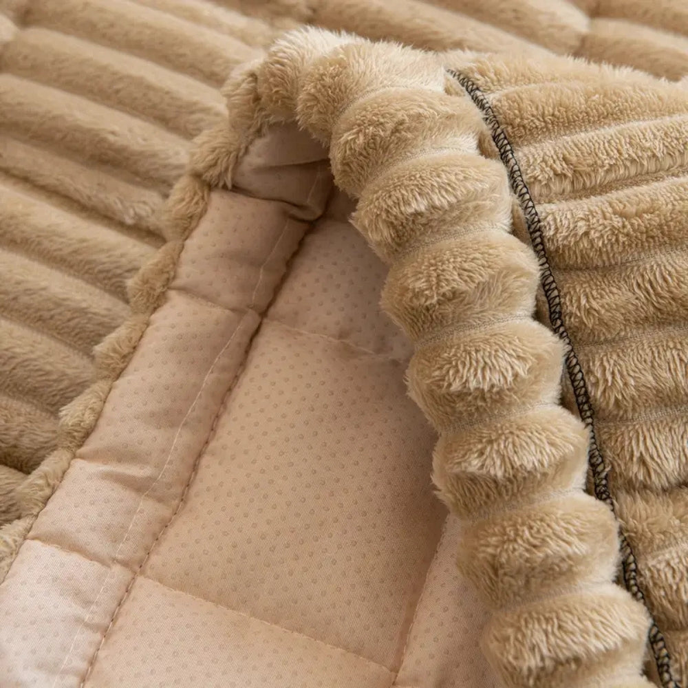 Sofa with Plush Protector Mat with Fleece Texture and Non-Slip Backing