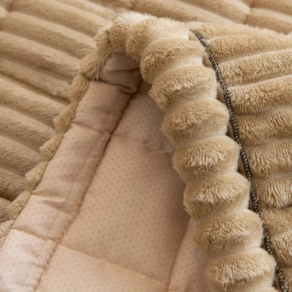 Sofa with Plush Protector Mat with Fleece Texture and Non-Slip Backing