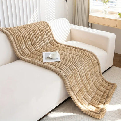 Sofa with Plush Protector Mat with Fleece Texture and Non-Slip Backing