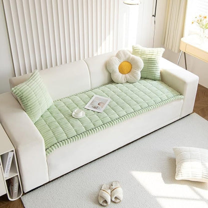 Sofa with Plush Protector Mat with Fleece Texture and Non-Slip Backing