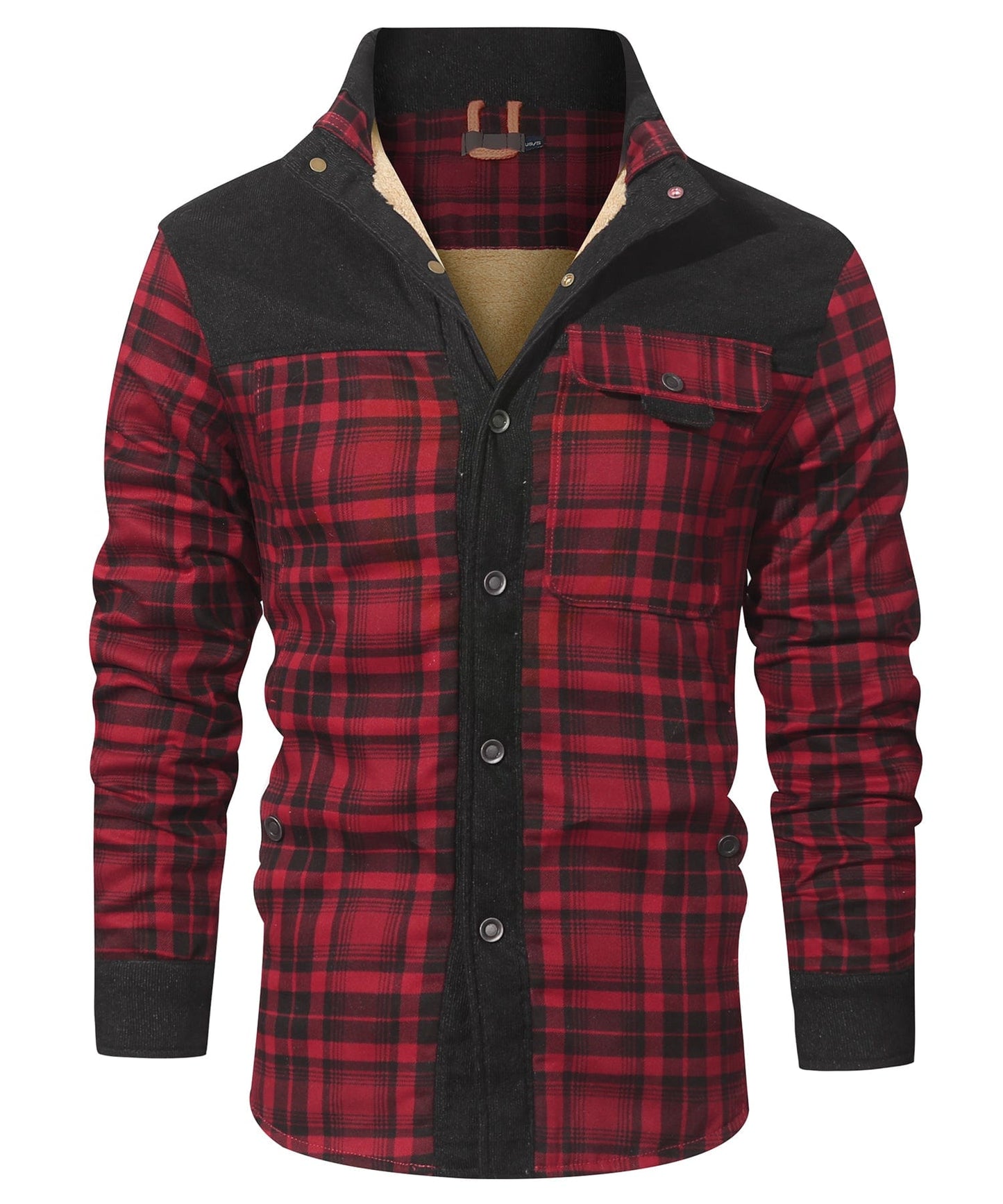 Robust Men's Flannel Coat with Faux Fur Lining for Warm, Durable and Protective