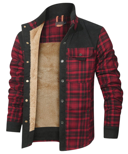 Robust Men's Flannel Coat with Faux Fur Lining for Warm, Durable and Protective