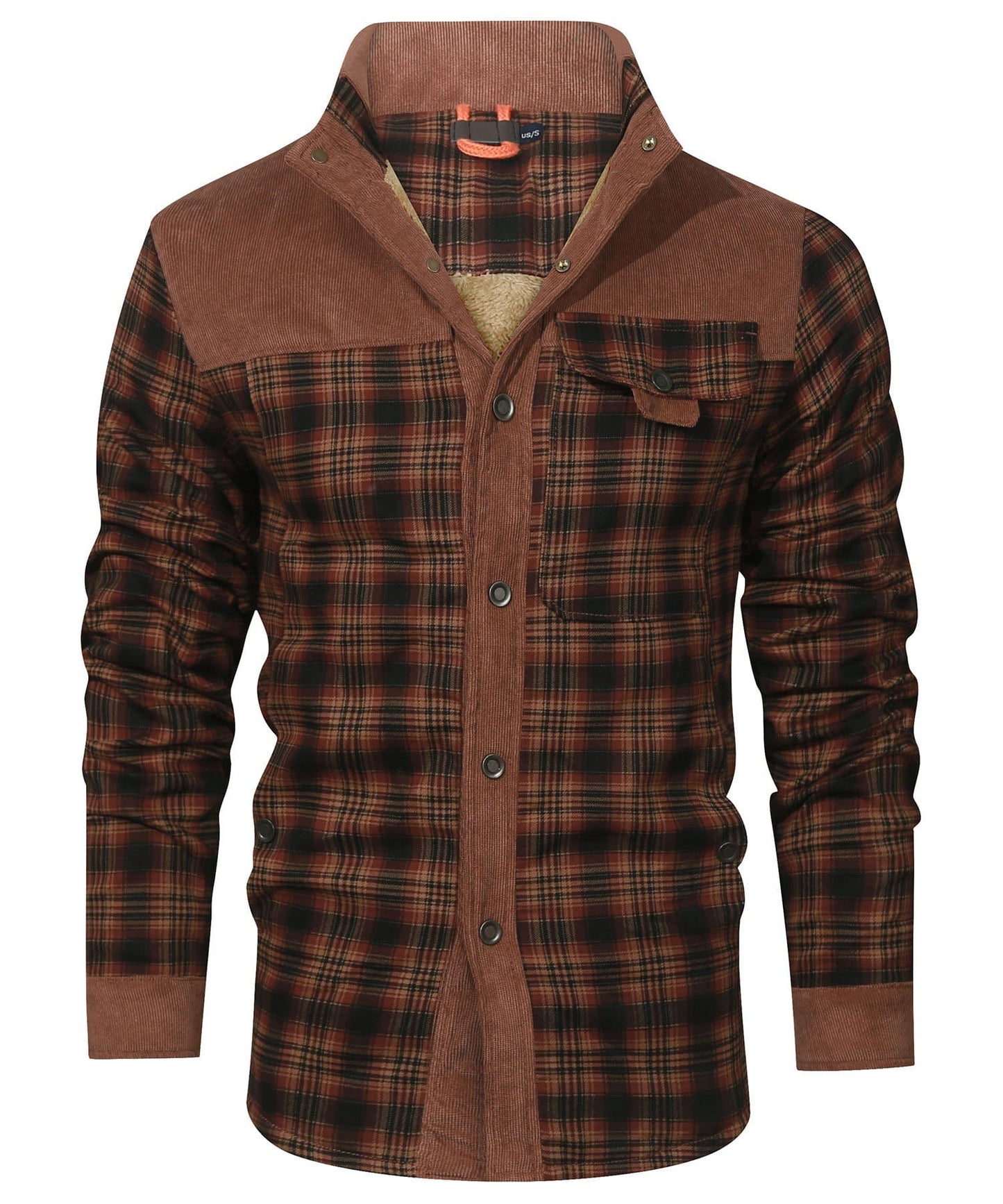 Robust Men's Flannel Coat with Faux Fur Lining for Warm, Durable and Protective