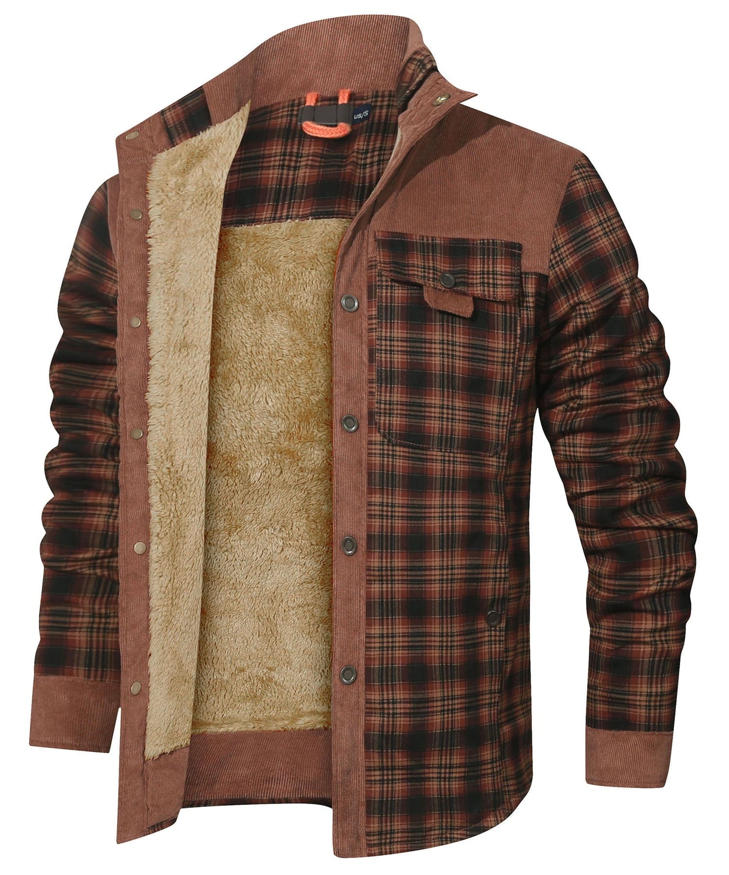 Robust Men's Flannel Coat with Faux Fur Lining for Warm, Durable and Protective