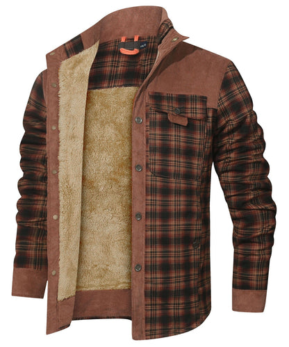 Robust Men's Flannel Coat with Faux Fur Lining for Warm, Durable and Protective