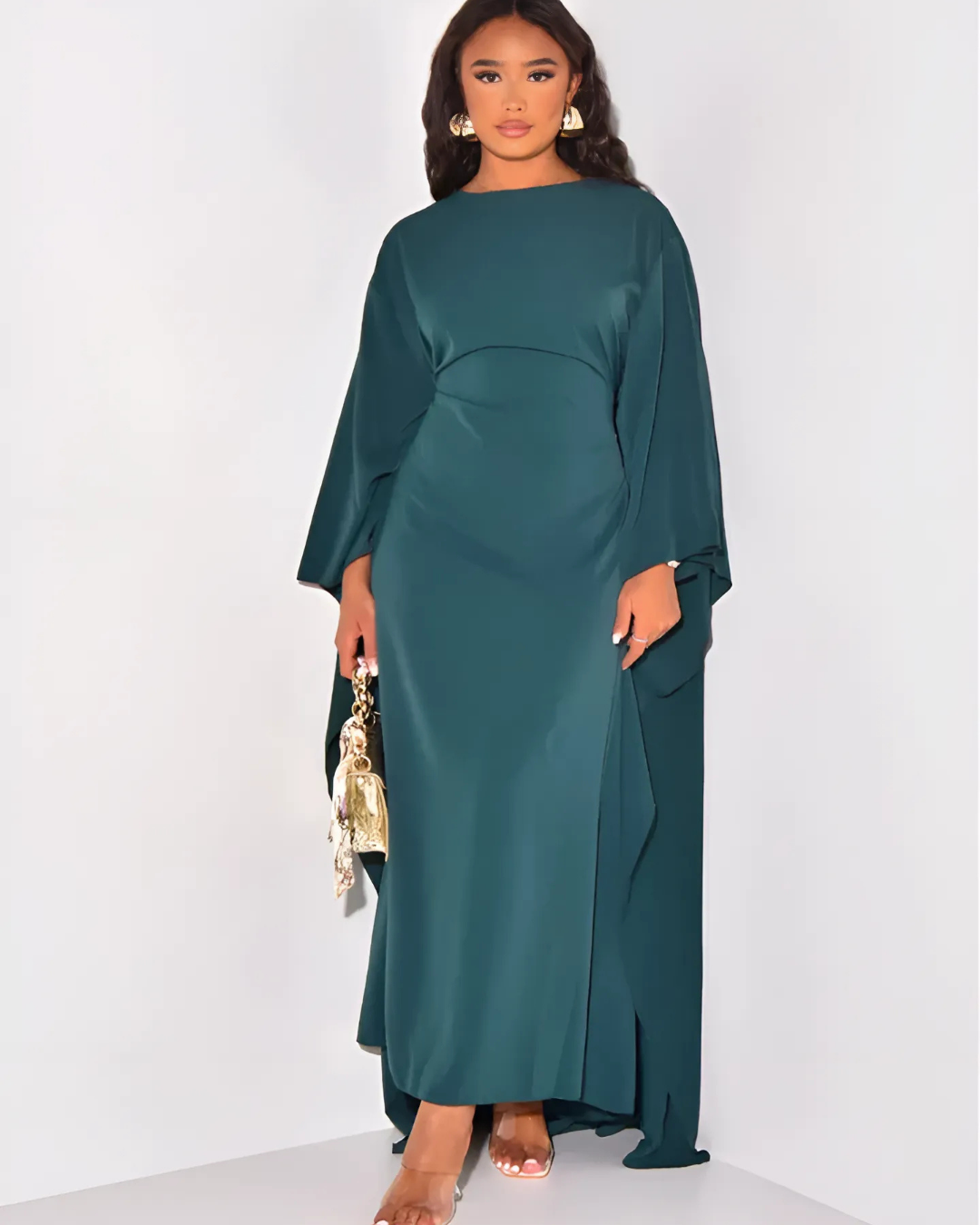 dress draped sleeves
