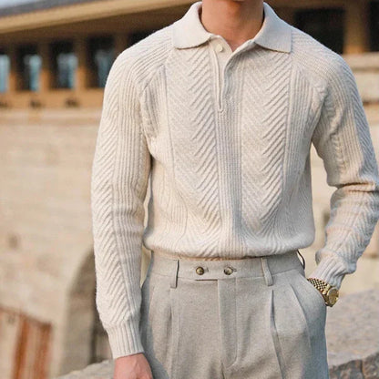 Men's Knitted Jumper with Textured Pattern and Slim Fit with Comfort, Style, and Versatility