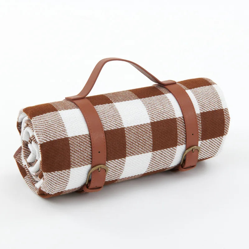 Blanket with Waterproof Picnic Checked Pattern and Comfortable Foam Filling