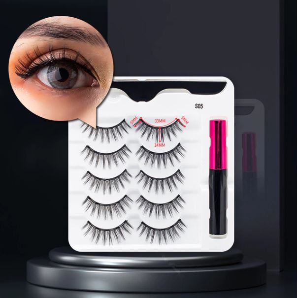 Magnetic False Eyelashes with Eyeliner with Trending Lash Set for a Quick Glam Look