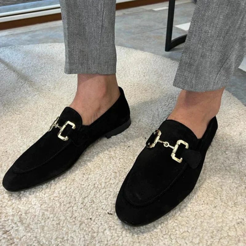 Nero for Suede Loafers with Metal Buckle