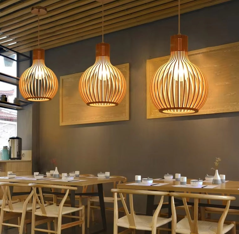 Lamp Natura Orb Pendant with Organic Wooden Design for Cozy Interiors