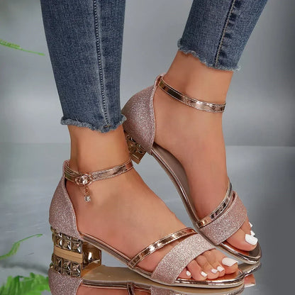Sandals with Ladies' Elegant Comfortable Heel for Festive Summer Outfits