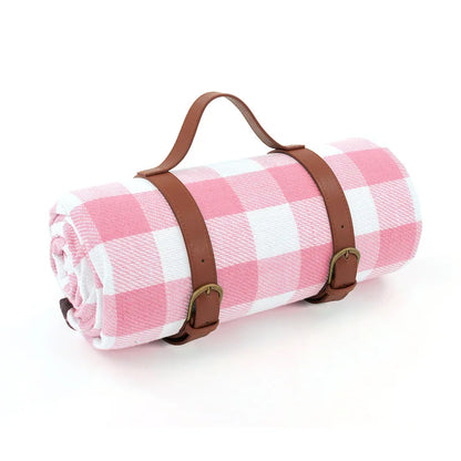 Blanket with Waterproof Picnic Checked Pattern and Comfortable Foam Filling