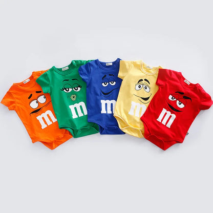 Colorful Baby Romper for M&M Faces Clothing for Babies and Toddlers