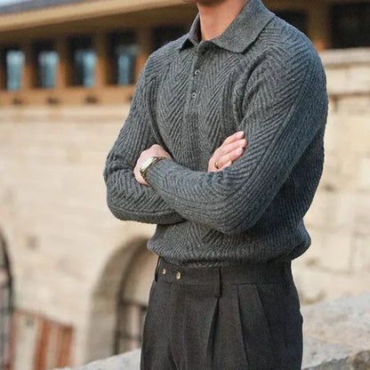 Men's Knitted Jumper with Textured Pattern and Slim Fit with Comfort, Style, and Versatility