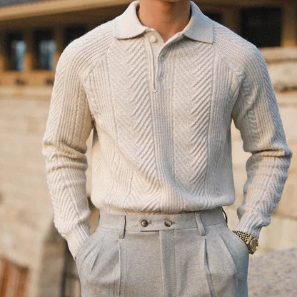 Men's Knitted Jumper with Textured Pattern and Slim Fit with Comfort, Style, and Versatility