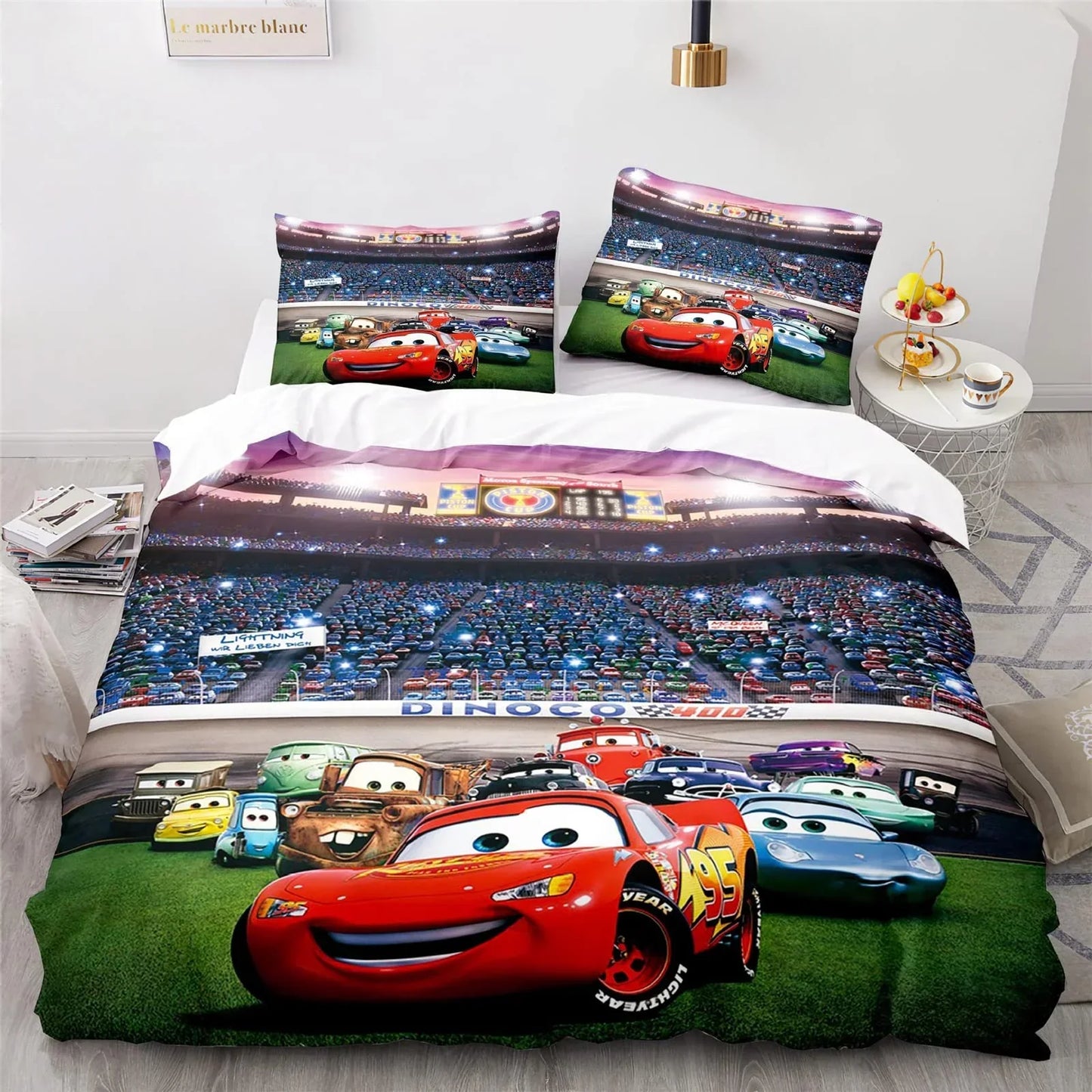 Bedding with Cars Lightning Mcqueen Set for Fun and Comfortable Set for Kids