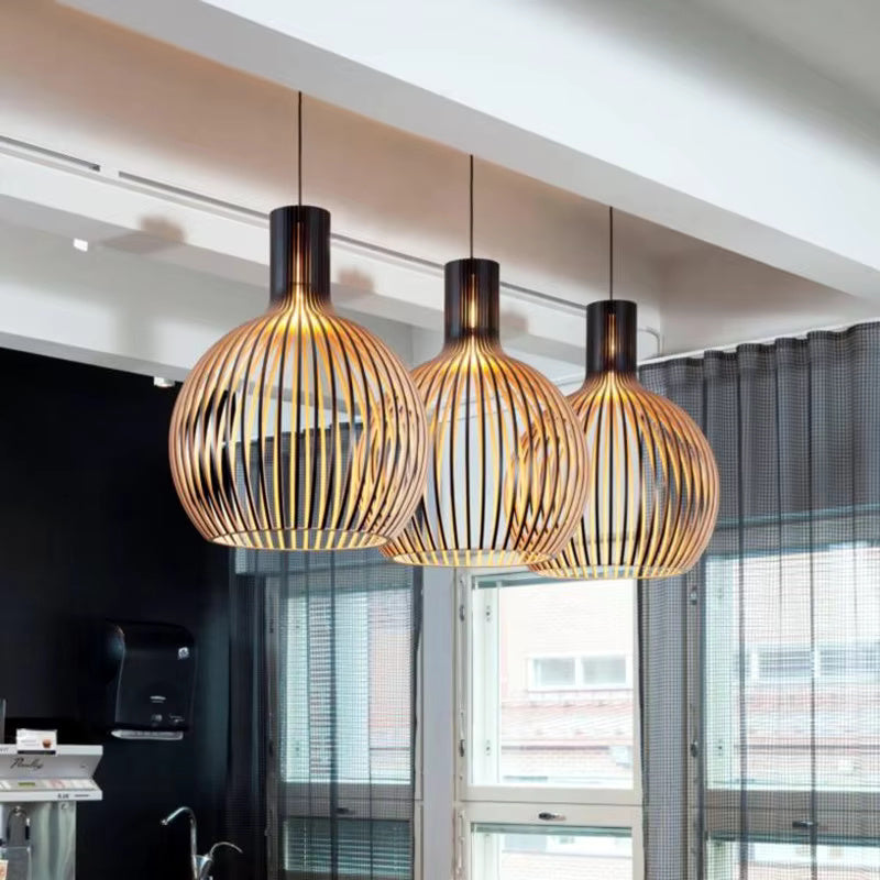 Lamp Natura Orb Pendant with Organic Wooden Design for Cozy Interiors