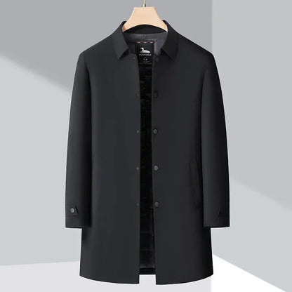 Men's Trench Coat with Down Filling for Timeless and Warm for Everyday Use
