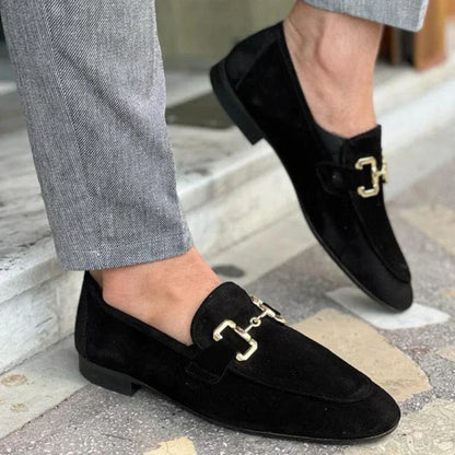 Nero for Suede Loafers with Metal Buckle