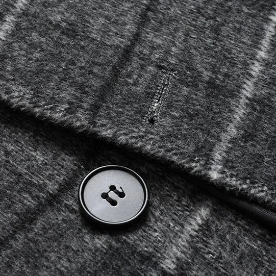 Men's Wool Overcoat with Check Pattern and Quilted Lining for Timeless and Warm