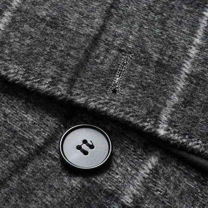 Men's Wool Overcoat with Check Pattern and Quilted Lining for Timeless and Warm