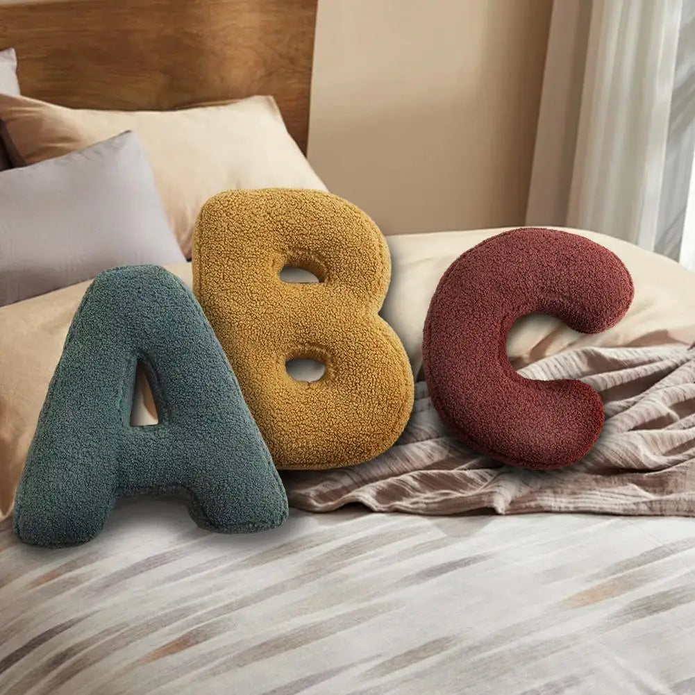 Cushion with Decorative Alphabet Velvet Texture for Home Interior