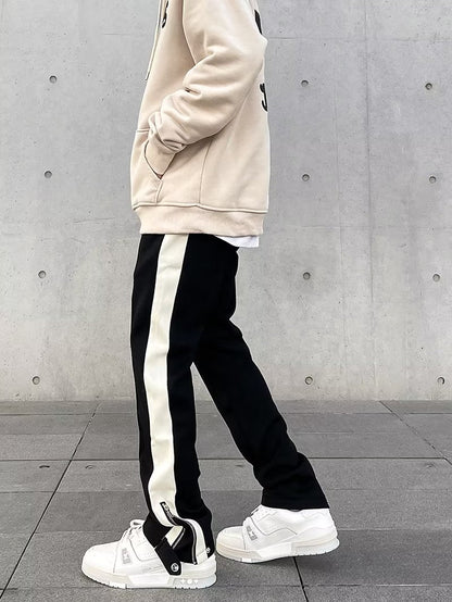 Unisex 90s Inspired Sweatpants with Side Stripe and Zip Detail
