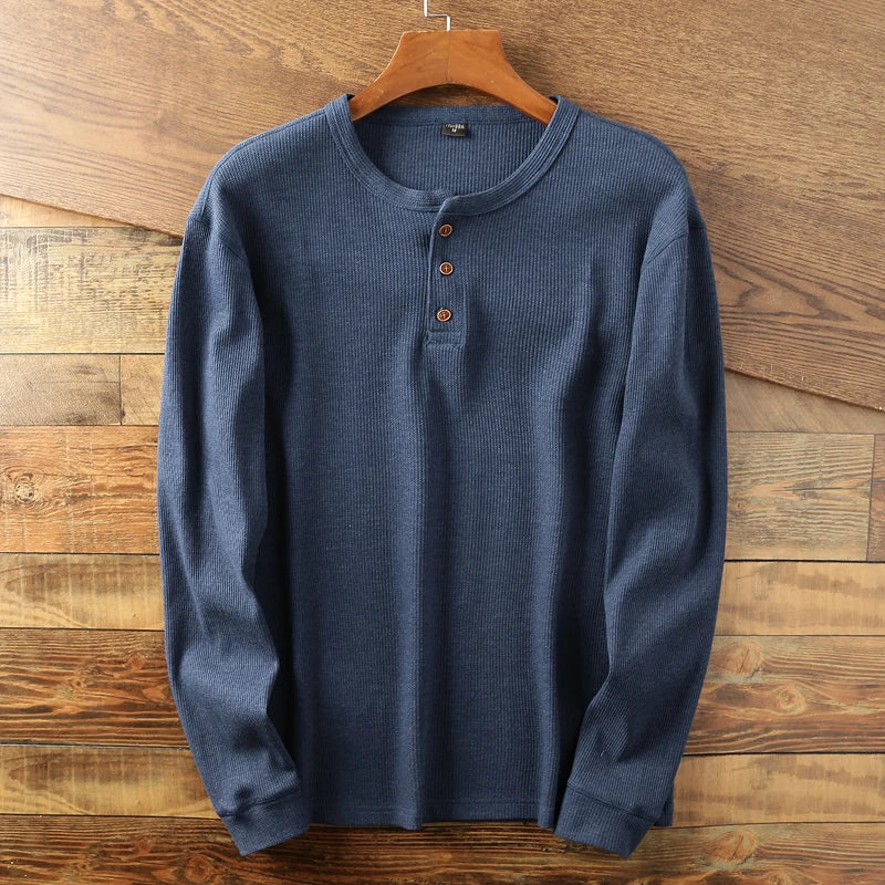 Minimalist Henley with Waffle Structure for Breathable, Comfortable and Smart