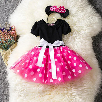 Mouse with Minnie Costume for Girls for Polkadot Dress with Headband and Bow