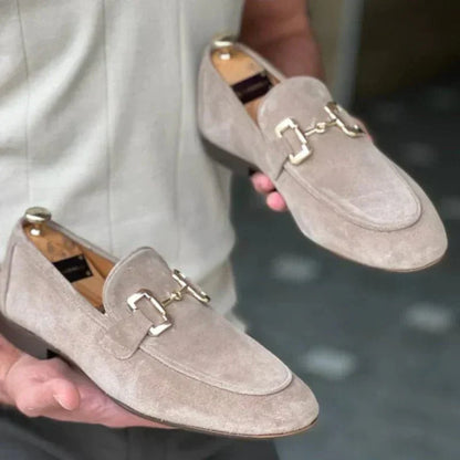 Nero for Suede Loafers with Metal Buckle