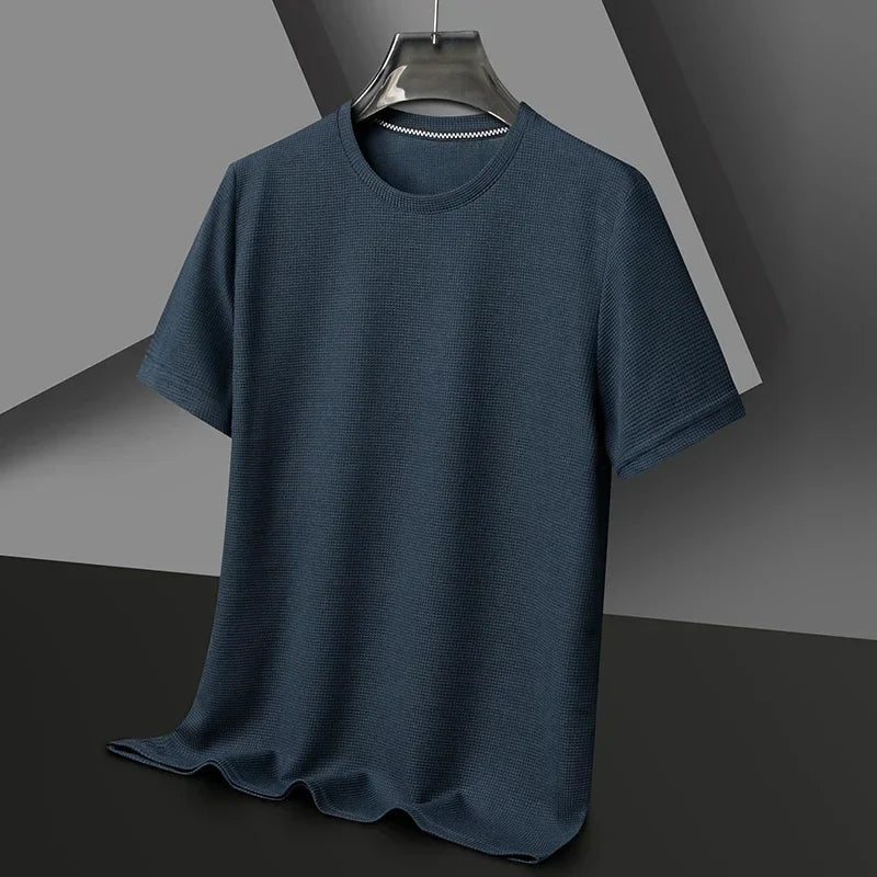 Men's T-Shirt with Waffle Texture and Breathable Comfort for Warm Days