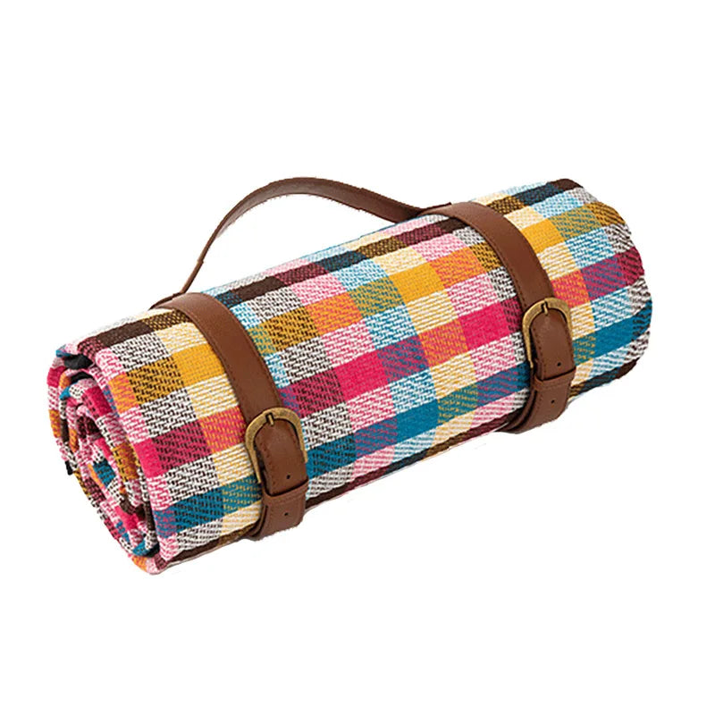 Blanket with Waterproof Picnic Checked Pattern and Comfortable Foam Filling
