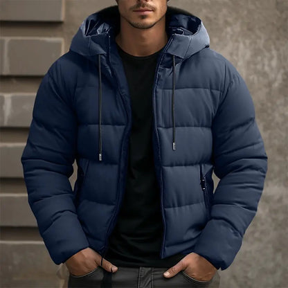 Men's Winter Jacket with Hood and Quilted Pattern for Warm, Lightweight and Suitable