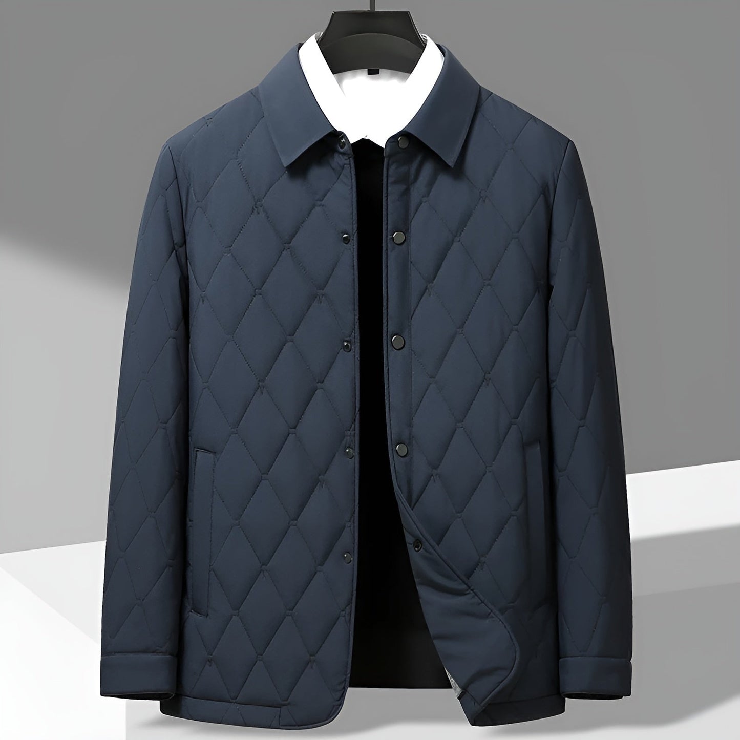 Men's Quilted Jacket with Diamond Pattern for Comfortable and Smart
