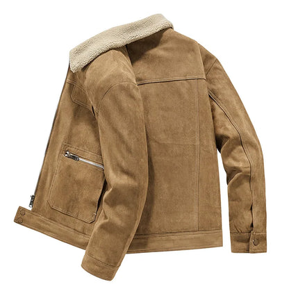Men's Suede Trucker Jacket for Softly Lined, Slim Cut and Timeless