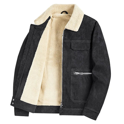 Men's Suede Trucker Jacket for Softly Lined, Slim Cut and Timeless