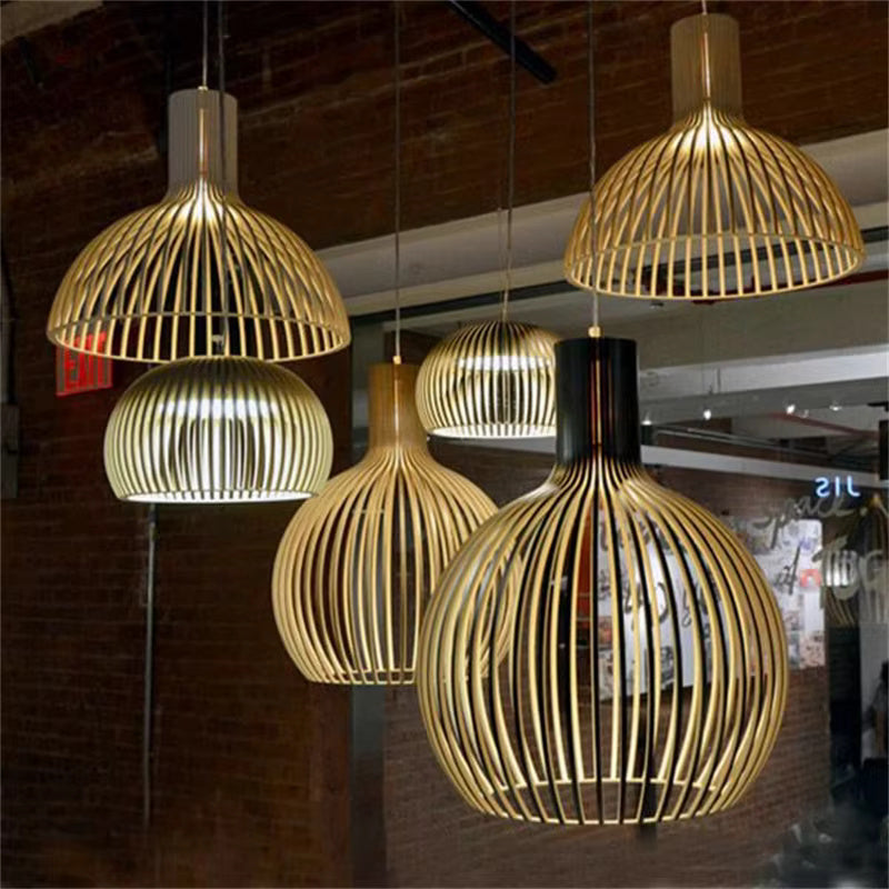 Lamp Natura Orb Pendant with Organic Wooden Design for Cozy Interiors
