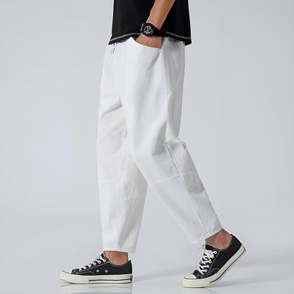 Cropped Men's Trousers in Cotton-Linen for Breathable, Comfortable, and Relaxed