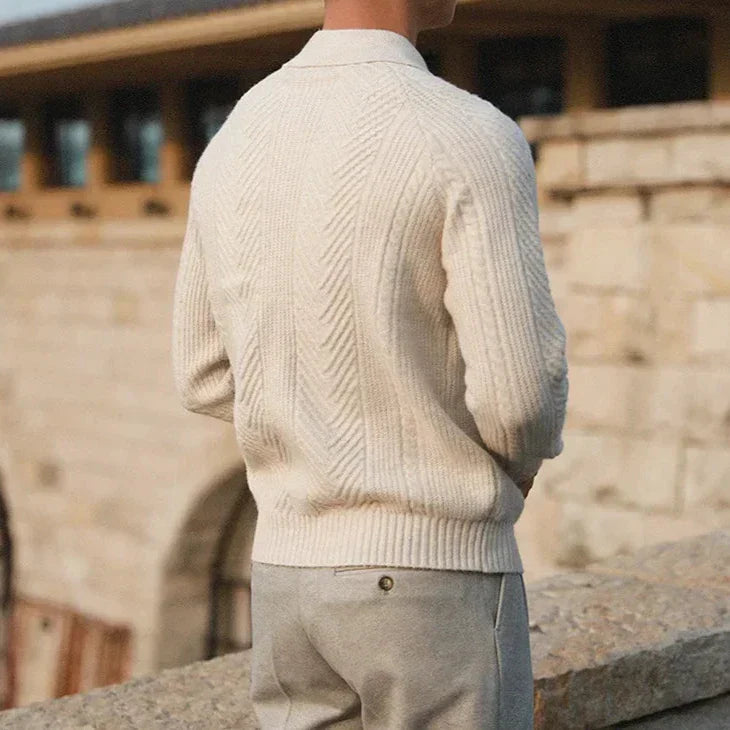 Men's Knitted Jumper with Textured Pattern and Slim Fit with Comfort, Style, and Versatility