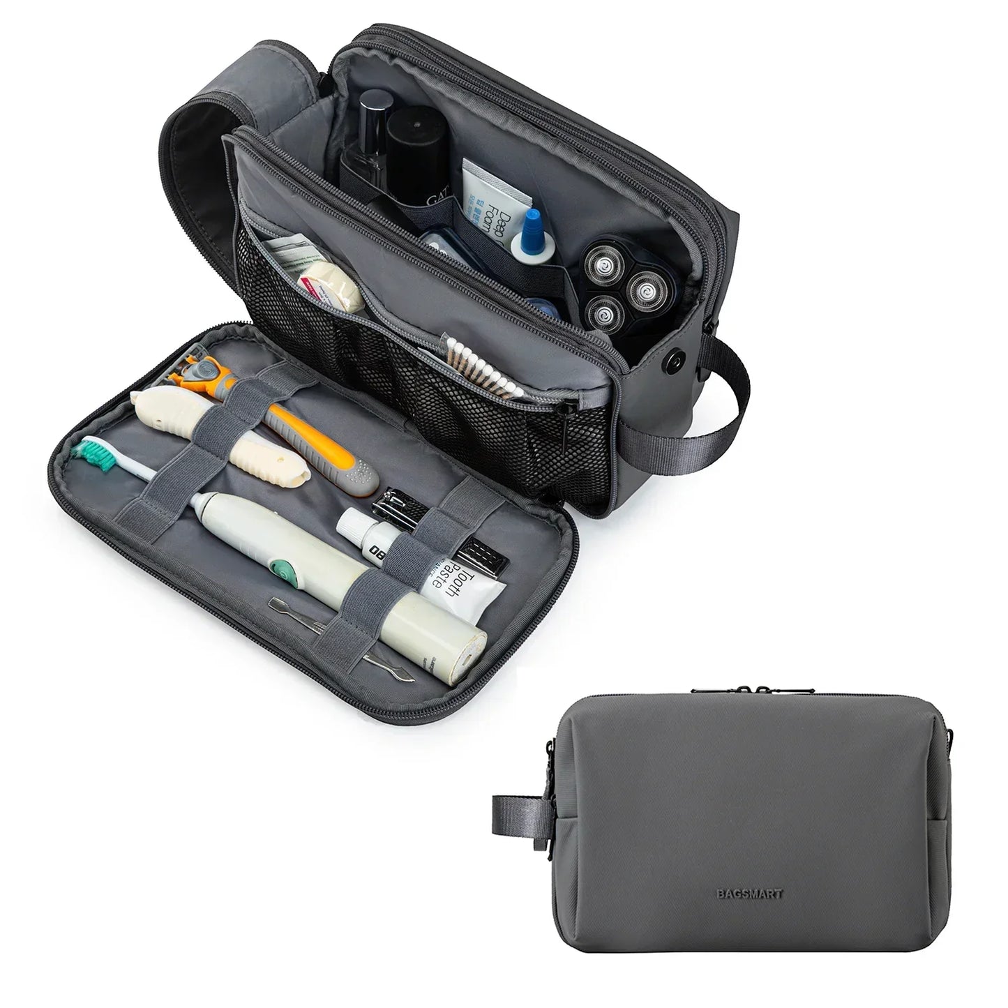 Bag with Water-Resistant Toiletry Multiple Compartments and Zips for Practical for Travel
