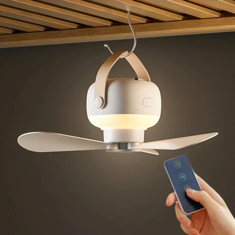 Light with Portable Mini Fan with LED and Remote Control for Quiet and Powerful