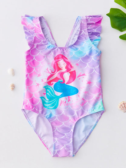 Girls' Swim Outfit with Mermaid and Unicorn Designs for Perfect for Children Aged 4-8 Years