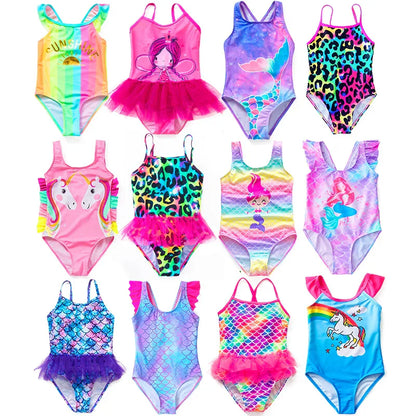 Girls' Swim Outfit with Mermaid and Unicorn Designs for Perfect for Children Aged 4-8 Years