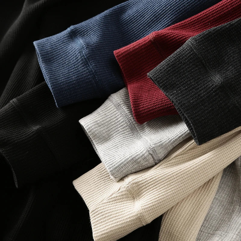 Minimalist Henley with Waffle Structure for Breathable, Comfortable and Smart