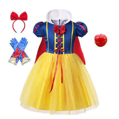 Snow White Princess Dress with Cape, Tiara, and Magical Accessories