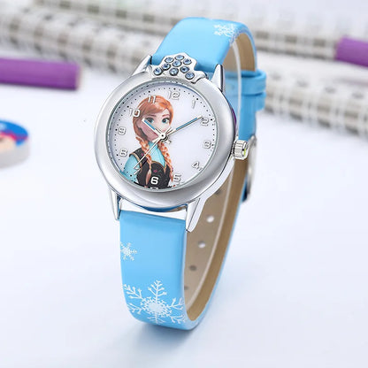 Watch with Frozen Princess Elsa Design for Kids with Leather Band and Magical Design