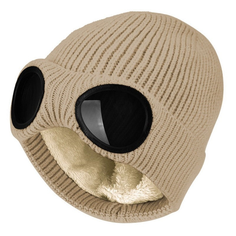Glasses with Knitted Winter Beanie with Lens for Warm Unisex Beanie for Cold and Windy Days
