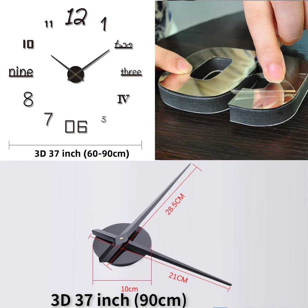 Clock with Decorative Wall Roman Numerals for Silent Quartz Clock for Modern Interiors