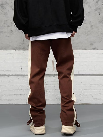 Unisex 90s Inspired Sweatpants with Side Stripe and Zip Detail